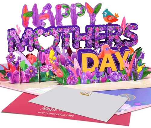 3D Pop-Up Muttertagskarte Happy Mother's Day mit Blumen- und Vogel-Layered-Design, Handgemachte Grußkarte für Mama, Oma, Ehefrau, Stiefmutter, Schwiegermutter,Muttertagsgeschenk mit Umschlag