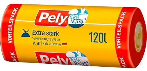 Pely Müllbeutel 120 L 16 Stück Müllsack Beutel Sack Abfallbeutel Abfallsack