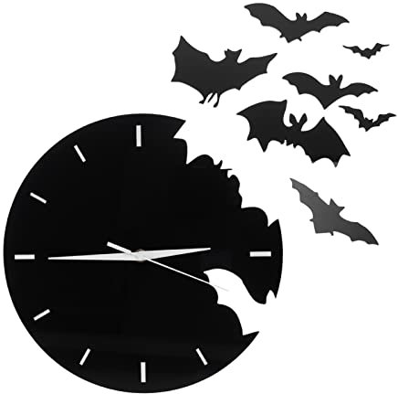Milisten Wanduhr Mit Fledermaus-Design Geräuscharm Filigran Und Stilvoll Für Wanddekoration Uhrzeitablesung Geeignet