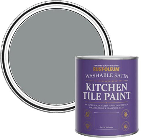 Rust-Oleum Peinture Grise Résistante à l'eau pour Faïence de Cuisine, Finition Satinée - Anthracite 750ml