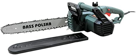 Bass Polska Motosierra eléctrica 16 para cortar madera y setos Motor de 2200W con mangos perfilados y mecanismo de freno para un corte preciso