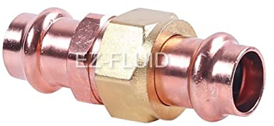 EZ-FLUID (1) Heavy Duty 1/2 Press x Press Union LF Press Pressure Copper Fitting,ProPress Press Copper Fitting Connection,Residential,Commercial Plumbing