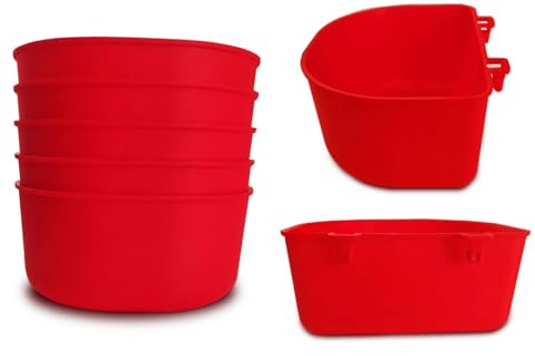 ORIBUKI 5 Pack Cage Cups Chicken Birds Feeder Water Bowl 25 OZ Rabbit Feeding Watering Dish for Travel Carrier Cat Puppy Food Dispenser Hanging Wire Cages Treats Box Seed Drinking Coop Cup Birdbath