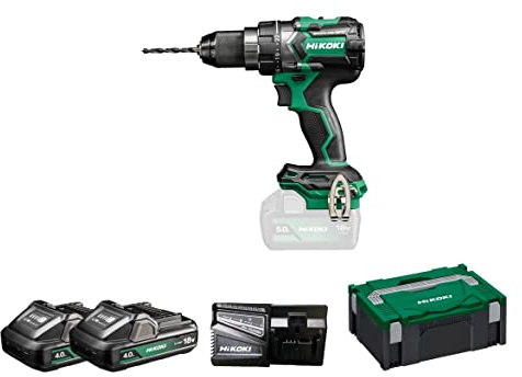 HiKOKI Akku-Bohrschrauber - 18 V, 140 Nm, Brushless, RFC-Technologie, 13 mm Schnellspannbohrfutter - Inkl. 2 x 4.0 Ah Li-Ion Akkus (BSL1840M), Koffer - Leistungsstark und kompakt für Profi-Anwendung