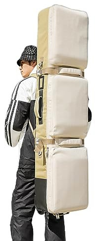 HMWOKPOT Rollende Doppel-Skitasche, Reisetasche, Snowboardtaschen Mit 3 Ablagefächern Und Rollen, Passend Für 2 Sätze Ski,158x33cm