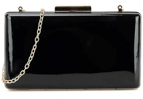 UShopUK Pochette rigida in pelle verniciata tinta unita per matrimonio, ballo di fine anno, festa, borsa a mano