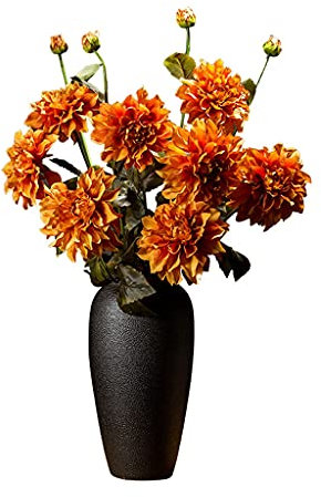 WAOCEO Kunstblumen Simulation Blumenstrauß Wohnzimmer Indoor Esstisch Büro Korridor Dekoration Floral Set Gefälschte Blumenarrangement Herbst Dahlie Fake Blumen (Color : Orange)