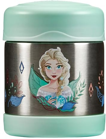 Thermos - Disney Frozen Food Flask (290ml) - BPA Free, Stainless Steel, Spill Proof, Elsa, Anna, Olaf Thermal Kids Flask with Personalised Name Labels for Lunch Box, 5 Hours Hot & 7 Hours Cold