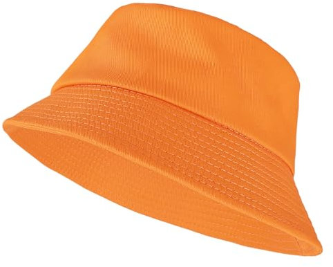 Yolev Fischerhut Damen Eimerhut Einfarbig Sonnenblende Bucket Hat mit UV Schutz Sonnen Hut Orange Faltbar Sommer Outdoor Sporthut Anglerhut Herren