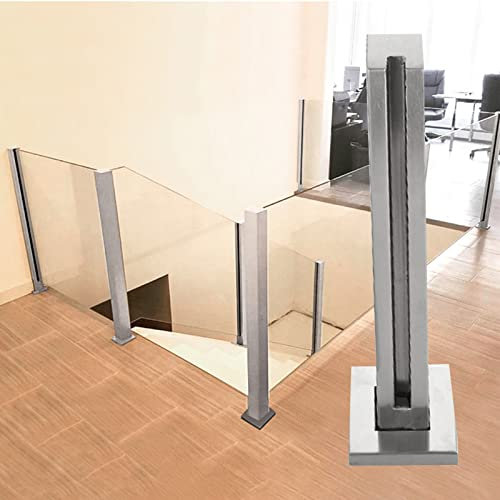 Porch Glass Fence Clamp Pole Heavy Duty Stair Railing Square Post, Outdoor Privacy Fence Balusters for Courtyard Wall/Deck/Balcony/Garden, for 10-18 MM Glass/Wood/Plastics/Metal Panels ( Color : Deep