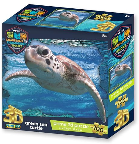 PRIME 3D | Animal Planet - GES Green Sea Turtle | 3D Lenticular Jigsaw Puzzle | 31cm x 23cm - 100 pcs | Games & Puzzles | Ages 5+