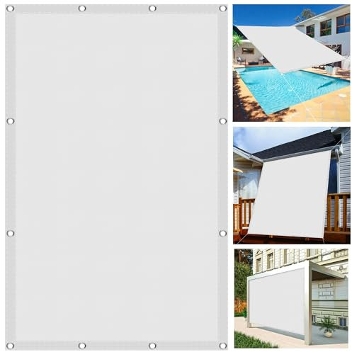 Sonnensegel Sonnenschutz Garten 4.4 x 5.6 m, Wasserdicht 98% UV Schutz Sonnensegel Nach Maß inkl Befestigungsseile für Garten Terrasse, Weiß