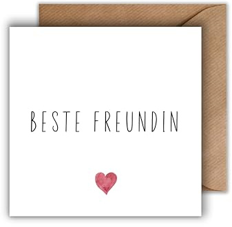 WBdesignz Beste Freundin Karte mit Umschlag - Geschenkkarte “Beste Freundin” Freundschaft Karte Freundinnen (125 x 125 mm)