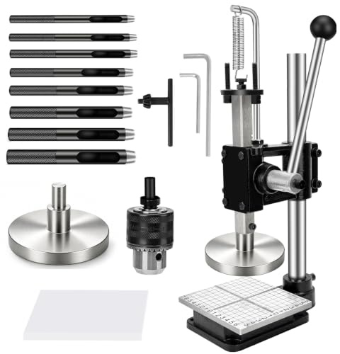 Leather Press Hole Puncher Leather Cutting Machine Hand Punching Machine for DIY Craft Punching Holes Cutting, Forming Pressing,Install Rivets and Snap Buttons