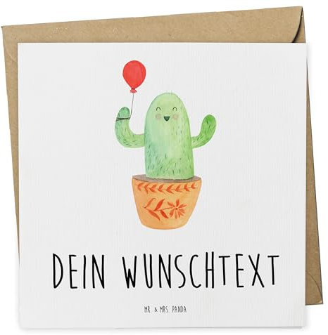 Mr. & Mrs. Panda Personalisierte Deluxe Karte Kaktus Luftballon - Geschenke, Prüfung, Grußn personalisiert, Kakteen