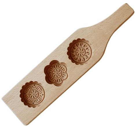 Pineeseatile Traditional Mooncake Mold Set - Brown Wooden Baking Pan for Soap, Candy, Muffins, Cake, Biscuit, Chocolate - L Size