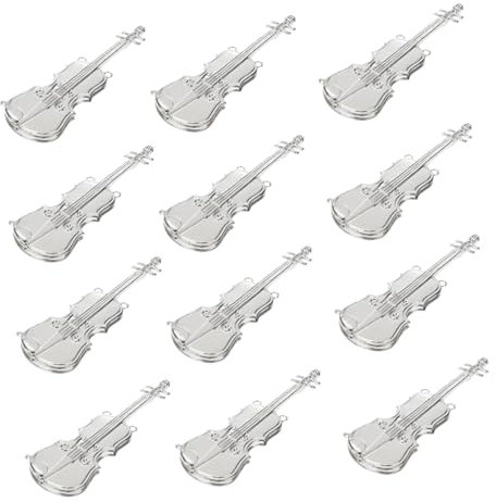 ibasenice 12stücke Teiliges Weihnachtsdeko Silbernen Violin-Ornamenten Miniatur-musikinstrumente Für Festliche Weihnachtsbaum-Dekoration Und -projekte