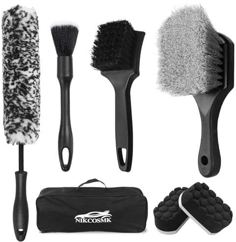 7Pcs Car Wheel Brush kit, Tire Brush, Wheel Cleaner Brush, Soft-bristled Rim Cleaner Brush, Tire Shine Applicator Pad, Car Detailing Brushes, Wheel Brushes for Cleaning Wheels,Tires