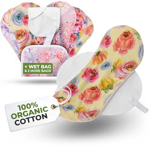 Natissy Bio-Baumwolle Slipeinlagen für Frauen und Teenager, Waschbar, Weich, Atmungsaktiv, Hautfreundlich und Wiederverwendbar - 7er-Set Größe M - Made in EU