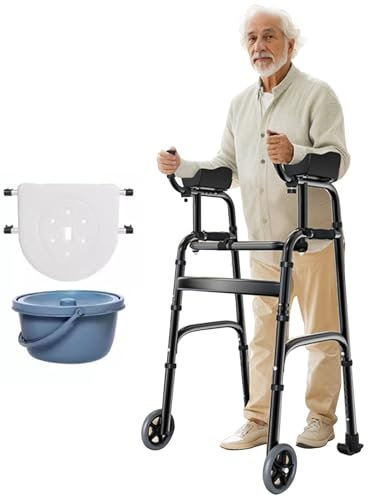 Gehgestell-Rollator mit Rädern und Rädern, 3-in-1-Klapprollator mit Standhilfe und höhenverstellbarem Klapprollator auf Rädern