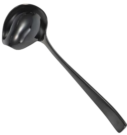 Cabilock Cucchiaio Per Salsa in Acciaio Mestolo Con Beccuccio Versatore Lungo Lavabile in Lavastoviglie Utensili Da Cucina Per Salse e Condimenti Nero