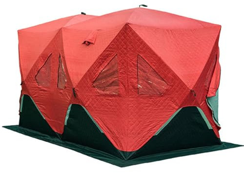 SULQING Isolierter Pop-up-Hub-ähnlicher Eisangel-Unterstand, Großes Eisangel-Zelt 2–8 Personen Mit Herdanschluss Und Tragetasche, Tragbares Winter-EIS-Shanty-Thermozelt, 68 Quadratmeter Angelfläche