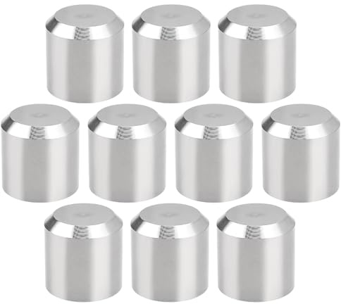 SG Store 10 Pcs Stainless Steel Handrail End Caps 304 Round Handrail End Caps Replacement Part OD 15mm ID 12mm Length 15mm Handrail End Cover