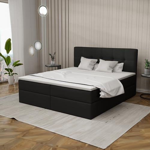 Imebel Boxspringbett 120x200 mit Bettkasten - Bett mit Matratze und 2 Bettkästen - Schlafzimmerbett mit Topper - Bequemes und Elegantes Doppelbett für das Schlafzimmer