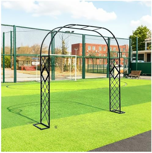 Arco da giardino in metallo per esterni, robusto traliccio di supporto per rose, per patio e terrazze, decorazione per matrimoni, pergola, disponibile da 1,4 a 3 m (nero, 2,8 m x 2,7 m)