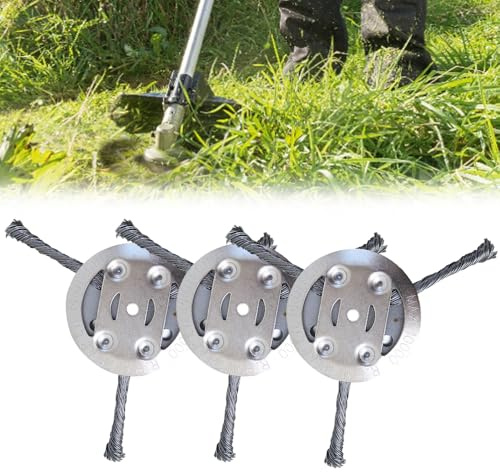 YIWOYI Steel Wire Grass Trimmer Head, New 6 Inch String Trimmer Replacement Head, Universal Steel Wire Weed Grass Trimmer Blade Remover Tool for Lawn Mower Tray, Weed Eater (3 Blades,3PCS)
