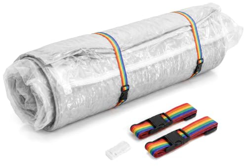 QWORK® 250x130 cm Vakuumbeutel für Matratzen bis 200x100cm - Platzersparnis bis zu 80%, inkl. 2 Spanngurte - Ideal für Umzug und Lagerung