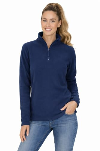 Blu Apparel Womens 1/4 Zip Fleece Sweater Heavy Weight Hiking Outdoor Camping Warm Jumper for Women Pullover Half Zip Cosy Coat