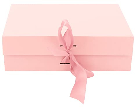 Scatole pieghevoli a colori puri riutilizzabili cassette ribbon. Memorizzazione di gioielli Cancellai candele profumi grandi coperchi di carta (Rosa)