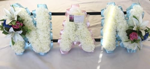 Silky Bouquets Nan Funeral Letter Tribute – Personalized Artificial Flowers Word Tribute | Custom Silk Memorial Flowers for Graves & Funerals