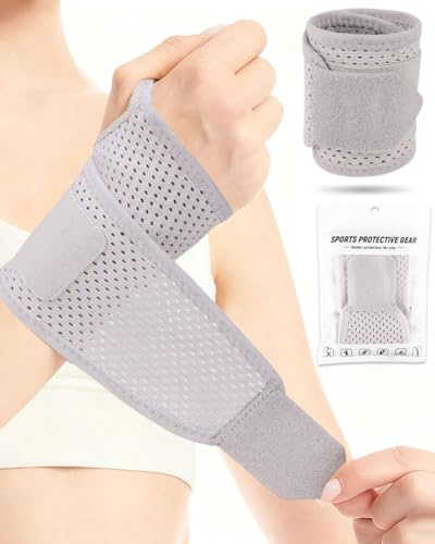 FUGLUS Élastique Respirant Attelle de Poignet,Réglable Bandages de Poignet Fitness,pour l'Arthrite,Tendinite,Canal Carpien et Entorse,Femme et Homme,Main Gauche et Droite(Gris)