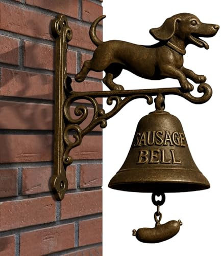 Outdoor Dinner Bell - Antique Farmhouse Welcome , Heavy Cast Iron Bell, Witch Roof Dog Shape, Decorative Door Chime, Decorative Wall Decoration, Rustic, Cabin