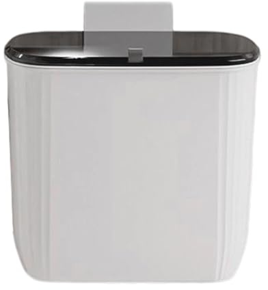 Hanging Trash Can with Lid, 9 Litre Wall Mounted Garbage Can Kitchen Compost Bin for Kitchen Cabinet Door Under Sink Waste Bin with Sliding Cover for Cupboard, Bathroom
