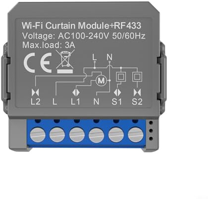 Entgoinggo Curtain Switch Module, Smart WiFi Roller Shutter Switch Module With Mobile App And Voice Control For Most Installation Boxes