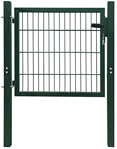 Portail d'entrée, porte de clôture à double battant, en acier, vert, 105 x 150 cm, pour terrasse et jardin