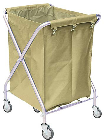 Carrello portabiancheria pieghevole resistente con ruote bloccabili, cestino in acciaio rimovibile robusto telaio in acciaio inox, ideale per organizzare i vestiti. Design a 4 scomparti per una facile