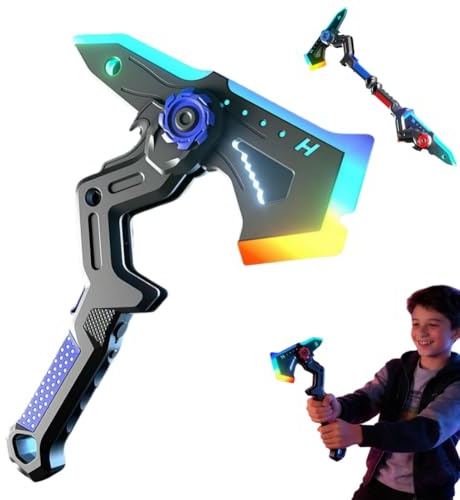 Interstellar Spark Battle Blade Dual Mode LED Light Blade, Battle Axe Transforming Sci-Fi Toy,7 Color Change,One Button Switching,Realistic Sounds Design,Mist Effect,USB Rechargeable
