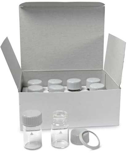 Lovibond Runde Glas Küvette 24 mm - 12er Set - 10 ml - Ø 24 mm - 48 mm Höhe - Mit Kunststoff-Deckel - Passend für MD100 MD200 PM600 Photometer