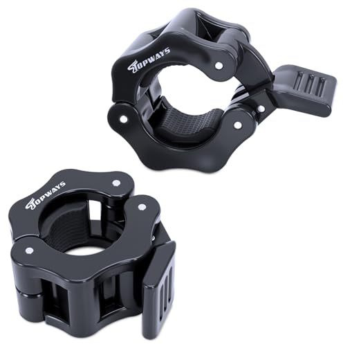 TOPWAYS 2 Pack Olympic Dumbbell Collars, Barbell Clamps Bar Collars for Workout Weightlifting, Powerlifting, Fitness Training Supplies (Black, 0.98inch (2.5cm))