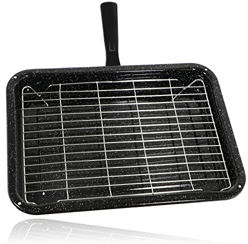 Spares2go Small Grill Pan, Rack & Detachable Handle for Indesit Oven Cookers