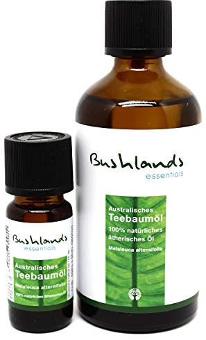 Bushlands, olio essenziale dell'albero del tè puro, confezione da 100 ml inclusa boccetta da 10 ml [etichetta in lingua italiana non garantita]