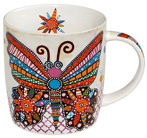 Maxwell & Williams - Tazza con mucca Betsy, in porcellana, multicolore, Porcellana, Flutter (Butterfly)