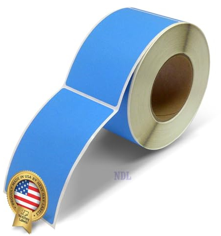 NextDayLabels 500 Rectangle Stickers (3 x 5) - Color Coding Labels Roll - Moving Labels for Boxes, Colored Inventory Stickers for Packing, Organizing, and Storage (Fluorescent Blue)