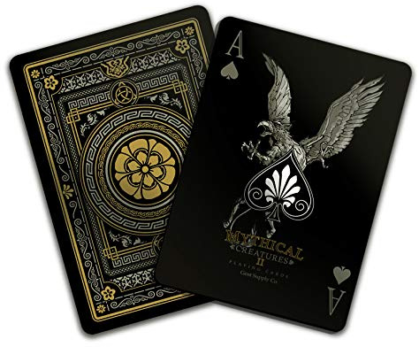 Gent Supply Spielkarten aus Kunststoff, wasserdicht, Mythische Kreaturen, Schwarz/Silber/Gold Edition