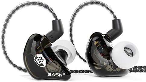 BASN Bsinger BC100 in Ear Monitor Headphones Universal Fit Noise Cancelling IEM Earphones for Musicians Singers Studio Audiophiles (Black)