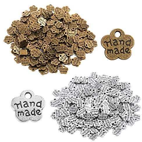 200 Stück Antique Handmade Metall knöpfe Label Charm Anhänger DIY Handwerk Handmade Herstellung Zubehör Basteln Dekorationen Handmade Kleidungszubehör Dekor DIY Handmade Kleideretiketten